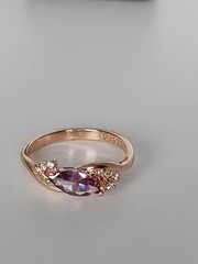 Vintage 1990-s 14 Ct Rolled Gold Amethyst Ring Size UK Q US 8- Hallmarked!