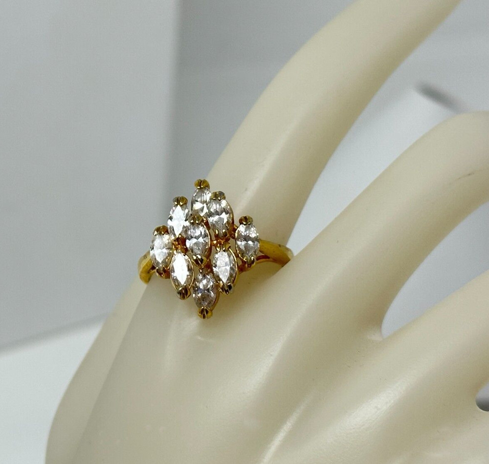 Gorgeous Yellow Gold-Plated CZ Cubic Zirconia Cocktail Size 9.75 Ring