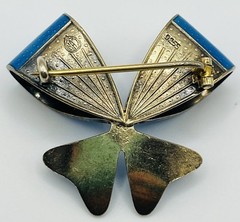 Vtg N.A Jørgensen-Norway Sterling Silver & Blue Guilloche Fish Bow Pin/Brooch