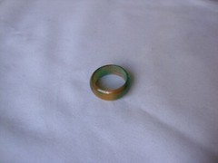 VINTAGE 1970s HONG KONG MULTICOLOR JADE AGATE 3MM X 10MM BAND SZ 9