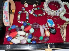 Estate Sale Lot Grandma’s Pearl Inlay Jewelry Box Filled with Vintage & Current
