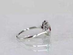 2Ct Art Deco Style Lab Created Ruby & Diamond Wedding 14K White Gold Finish Ring