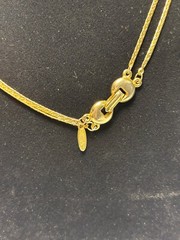 Necklace Long Multi Layer Chain Gold Tone Signed Interesting Large Clasp