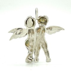 Vintage Fratelli Peruzzi Silver Two Angels Embracing Cherubs Brooch Pendant