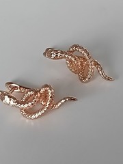 Vintage 1990-s 14 Ct Rolled Gold Long Solid Snake Earrings-Hallmarked 585 RG