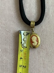 1928 Brand Cameo Choker Mini PhotoHolder Necklace Black Velour Golden Hardware