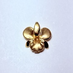Sultan Hawaii Na Hoku 14K Yellow Gold Orchid Flower 13mm Pendant Charm 1.30g