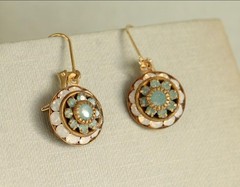 SALE VINTAGE SWAROVSKI OPAL PACIFIC GREEN BLUE & OPAL MOONSTONE CRYSTAL EARRINGS