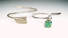 2 Sterling Bracelets One is a Wrap Style Other w/Greenish Stone