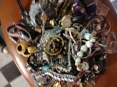 Huge Lot Of Estate Jewelry Watches, Necklaces, Bracelets, Pins, Mixed Vintag