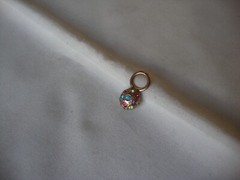 VINTAGE 2-SIDED BALL MULTICOLOR PASTEL RHINESTONE CLUSTER GOLD TONE PENDANT
