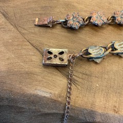 Antique Bronze-Toned Bracelet Filigree Flowers Victorian Style Size 6.75” RARE