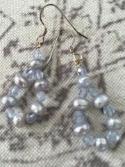 triple strand baroque fwp pearl bead necklace and earrings