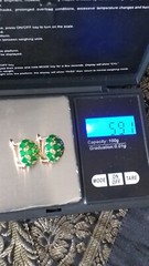 Vintage 1990-s 14 Ct Rolled Gold Emerald Earrings-Hallmarked 585 RG