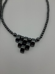 Lot of 2 Vintage Hematite Bead Necklaces Pendants 17, 18″