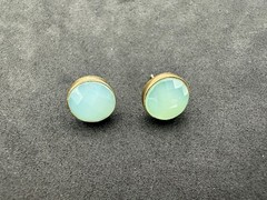2.86g Vintage Sterling Silver 925 Earrings Round Faceted Pale Blue Bezel M