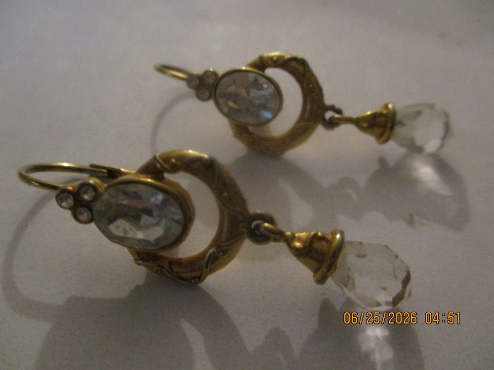 Berebi Vintage Women’s Gold Tone Crystal Drop Earrings