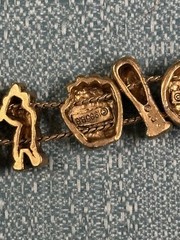 Vintage 1990’s TOFA Baseball Theme Bracelet Charms Gold Tone Made In Korea