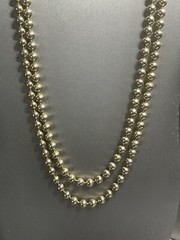 Miriam Haskell 60” Gold Tone 6.4mm Metal Bead Flapper Necklace Signature Clasp