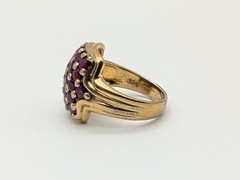 Vintage Gold over 925 Sterling Silver Ruby Pavé Ring Sz 9