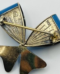 Vtg N.A Jørgensen-Norway Sterling Silver & Blue Guilloche Fish Bow Pin/Brooch