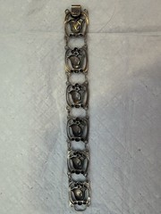 925 Sterling Silver Vintage Bracelet DANECRAFT Tulip Floral Panel Link
