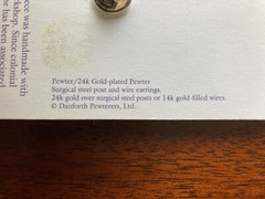 Danforth Pewter Rocking Horse lapel pin 24K gold plated pewter VT, USA 1”x.5”