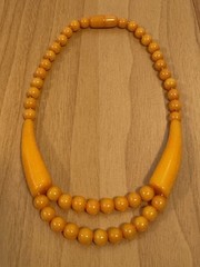 Vintage Style Unique Design Amber Resin Beads Handmade Necklace 19”in & 55grams