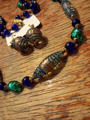 Murano Art Glass Beaded Necklace and Earrings Vintage Set