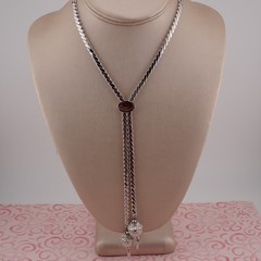 Monet Lariat Slide Silver Tone Cobra Filigree Dangle Ball Adj to 20″ Necklace