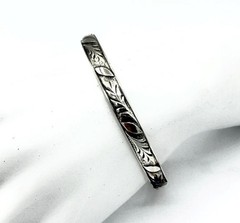 Vintage Sterling Silver Danecraft Felch Leafy Floral Bangle Bracelet