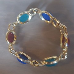Vintage Trifari Signed Egyptian Revival Scarab Beetle 7.5″ Bracelet