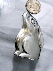 VINTAGE RETRO SIGNED H & H GLV STERLING RABBIT PIN BROOCH 1 1/4″ BY 1 7/8″