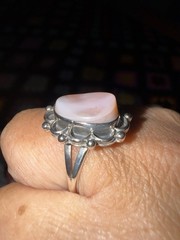 Sterling Silver 925 White Oval Opal Bezel Set Cocktail Ring Size 7