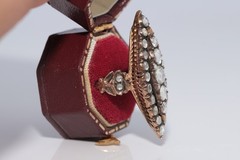 Vintage Circa 1950s 9k Gold Estate Natural Rose Cut Diamond Navette Ring