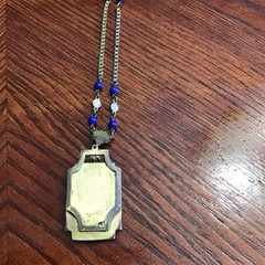Czech Art Deco Birds Glass Repousse Necklace