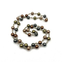 Vintage Estate Multi Colored Glass Faux Pearl Necklace Crystal &Other Spacers