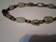 Agate Necklace 19″ Vintage Natural Moss Agate Stone Bead Necklace OVER 3 OUNCES