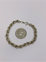 Sterling Silver 925 Italy 6MM Wide Vintage Rope Chain Bracelet 7″ 7.9g
