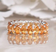 Citrine Engagement Band Ring Wedding Promise Band Birthstone Jewelry Women Gifts