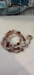 Gorgeous Asian Agate Bead Necklace With Carved Dragon Head Toggle closure