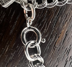 Vintage Charm Bracelet 1980s Style with 18 charms. 6.5″ 45.8 grams Sterling, GF