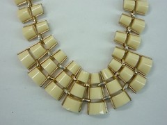 Mika Signed Statement Modernist Necklace Gold Tone USA Seller