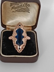 Vintage 1990-s 14 Ct Rolled Gold Sapphire Ring Size P US 7 1/2-HALLMARKED 585