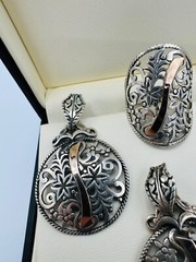 Old Silver 875 14k Gold Jewelry Set Ring Pendant Earrings Video