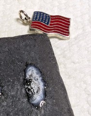 Vtg 925 Sterling Silver Blue Red Enamel American Flag Charm Waving USA Pendant