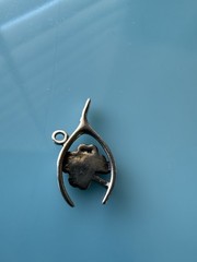 Vintage Sterling Silver Lucky Clover Wishbone Charm Pendant .8g