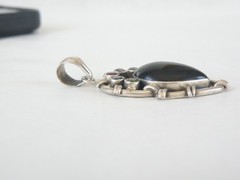 Large Sterling Silver 925 Natural Onyx Gemstone Chunky Statement Pendant