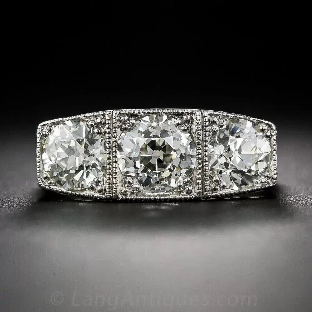 3.75Ct Art Deco Style Lab Created Diamond Anniversary 14K White Gold Finish Ring