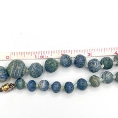 Vintage Les Bernard Necklace Blue Green Gray Coral Graduated Bead 19.5”